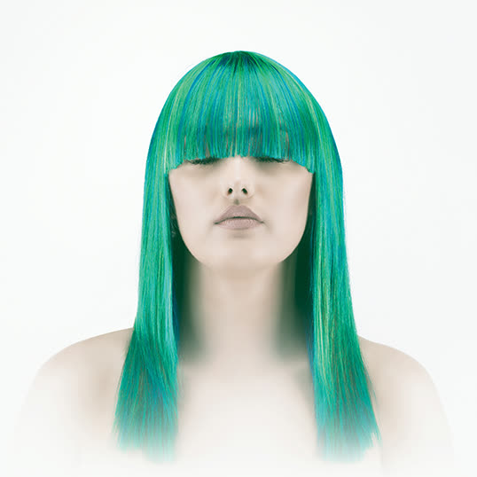 Emerald-and-jade fashion color, razor-straight